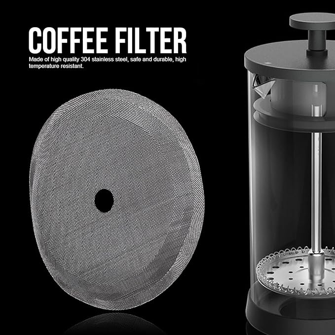 KooingTech 5pcs French Press Filter, 2.8in 304 Stainless Steel French Press Screen, Reusable French Press Filters for Press Coffee Tea Machine Tea Granules Coffee Grounds Filter