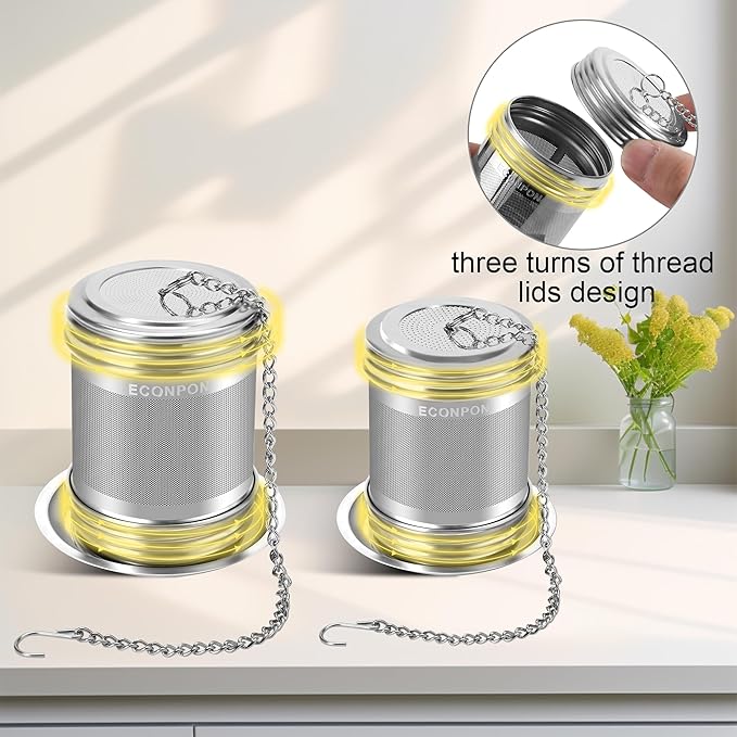 2 Pack Reusable Tea Steeper Extra Fine Mesh Tea Infuser Stainless Steel Tea Strainer for Loose Leaf Tea