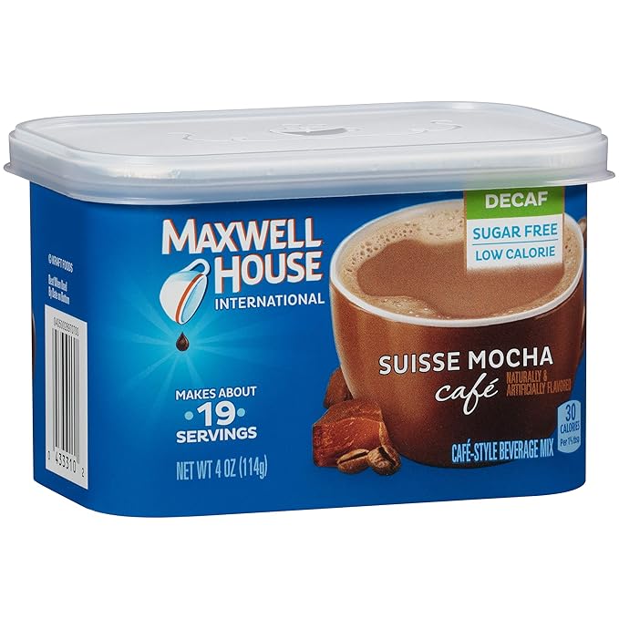 Maxwell House International Coffee Decaf Sugar Free Suisse Mocha Cafe, 4 Ounce
