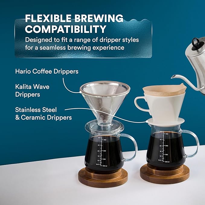 Glass Range Coffee Server For Pour Over Coffee & Tea - 800ml/27oz Ovalware with Airtight Cold Brew Iced Coffee Maker Pitcher and Tea Infuser