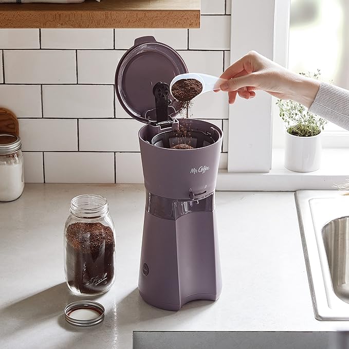 Mr. Coffee Iced Coffee Maker, Single Serve Machine with 22-Ounce Tumbler and Reusable Coffee Filter, Lavender