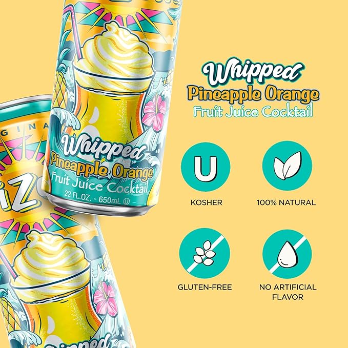 AriZona Whipped Pineapple Orange, Fruit Juice Drink - Big Can, 22 Fl Oz (Pack of 12)