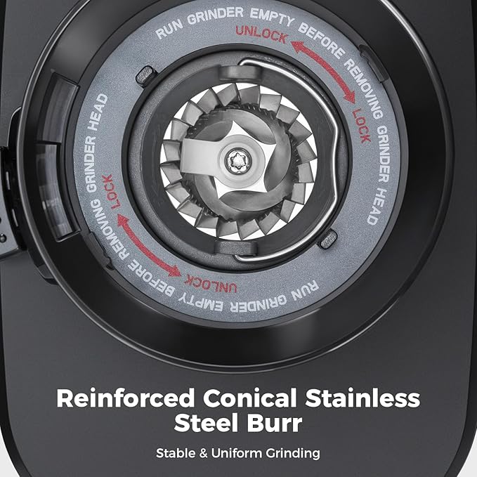 URintells Cuising Burr Coffee Grinder, Electric Coffee Grinder with 51 Grind Settings, Precision Timer, Stainless Steel Espresso Grinder with Anti-Static Design, Easy Clean and 3 Modes