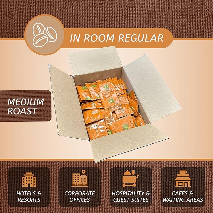 Boston’s Best - In-Room Premium Roast Regular Ground Coffee Filter Portion Packets, Brewed Drinks, Pack of 200 (.664 oz. per packet), Use with 4-Cup Drip Coffee Machine