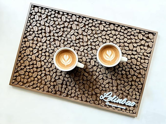 Bar Mats for Countertops, Heavy Duty Rubber Mat, 3D Coffee Bean Coffee Bar Mat, Dish Drying Mat for Kitchen, Restaurant, Coffee Bar Essentials, Non-Slip Drip Tray Mat(Coffee,18"x12")