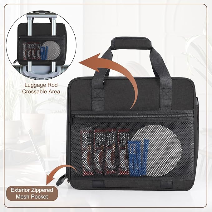 Portable Carrying Coffee Maker Travel Bag Match for Keurig K-Mini/K-Mini Plus/K-Express, Single Serve Coffee Machine Travel Bag with Padded Shoulder Straps Includes Multiple Storage Bags, Black