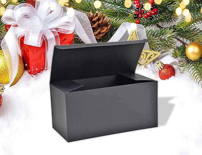 HUAPRINT Black Gift Boxes with Lids 9x4.5x4.5 inch,24 Pcs Paper Gift Wrap Box Bulk for Presents,Birthday,Bridesmaid Proposal,Groomsmen Engagements,Christmas,Wedding Party Favor,Cupcake,Crafting,Holidays