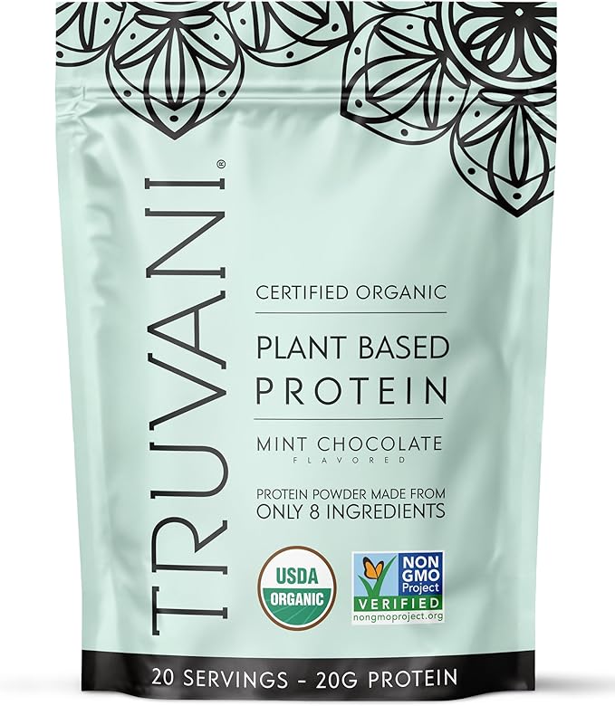 Truvani Vegan Pea Protein Powder | 20g Organic Plant-Based Protein | Keto | Gluten & Dairy Free | Low Carb | No Added Sugar | Mint Chocolate | 20 Servings (Pack of 1) |