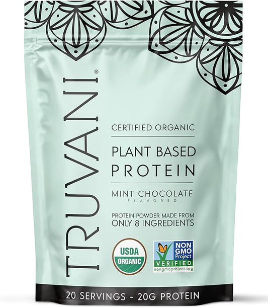 Truvani Vegan Pea Protein Powder | 20g Organic Plant-Based Protein | Keto | Gluten & Dairy Free | Low Carb | No Added Sugar | Mint Chocolate | 20 Servings (Pack of 1) |