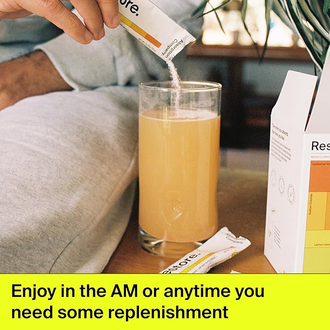 The Absorption Company Electrolyte Powder Packets - Workout Recovery & Hydration Drink Mix with Liposomal Glutathione, Vitamin C & Methylated B Vitamins - Mango Lemonade (14 Sticks)