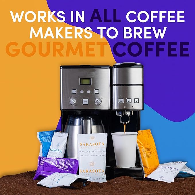 Coffee Packets – Assorted Variety Sampler Gift Set | Medium, Colombian & Dark Roast Fractional Packs | Gourmet Low Acid Mold Free Individual Pouches for 12 Cup Brewers | 2 Oz Bags, 12 Count – Sarasota