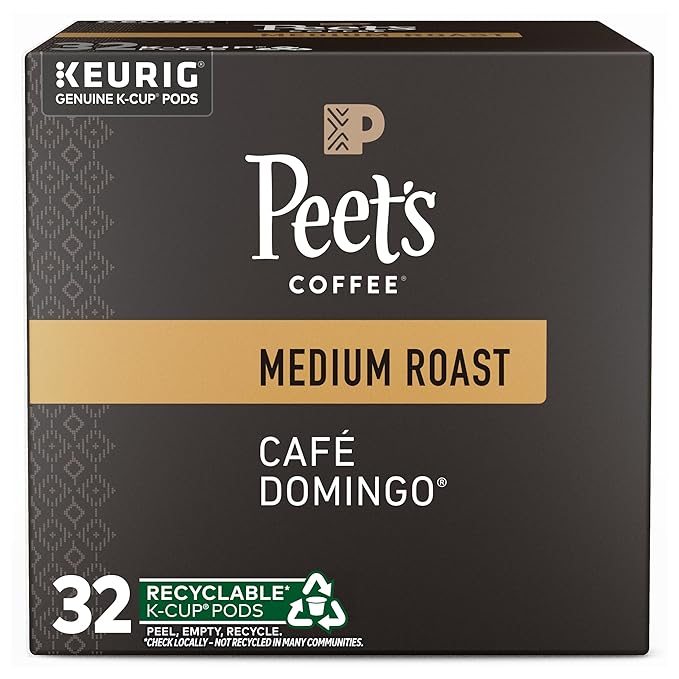 Peet's Coffee, Medium Roast Single Serve Coffee Pods - Café Domingo 32 Count (1 Box of 32 Pods)