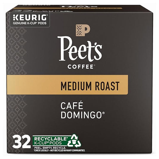 Peet's Coffee, Medium Roast Single Serve Coffee Pods - Café Domingo 32 Count (1 Box of 32 Pods)