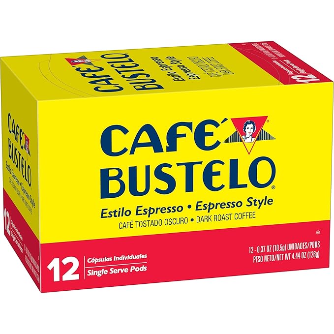 Café Bustelo Espresso Style Dark Roast, Single Serve Coffee Pods, 12 Count (Pack of 1)