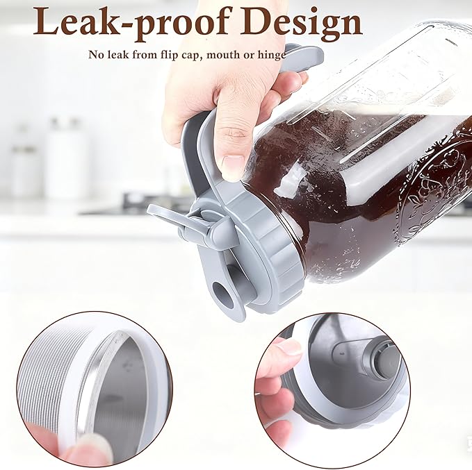 64 OZ Cold Brew Coffee Maker 2 Quart Mason Jar Glass Iced Tea Pitcher With Stainless Steel Filter Half Gallon Pitcher With Spout Lid For Iced Coffee,Tea & Lemonade,Sun Tea Airtight & Leak-Proof 2 PACK