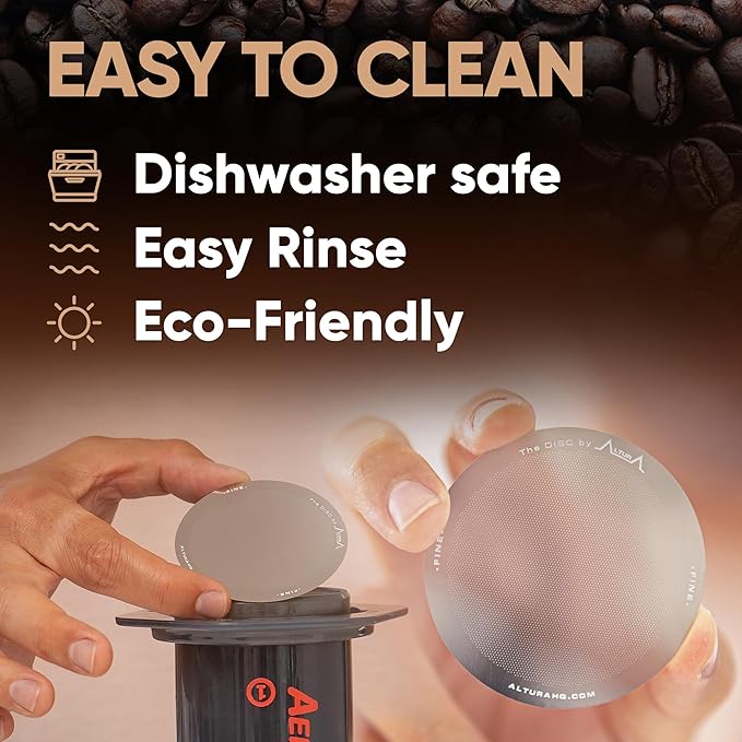ALTURA The DISC FINE Stainless Steel Filter for AeroPress Coffee Makers – Reusable Metal Filter Replacement for Rich Flavor, Travel, and Eco-Friendly Brewing