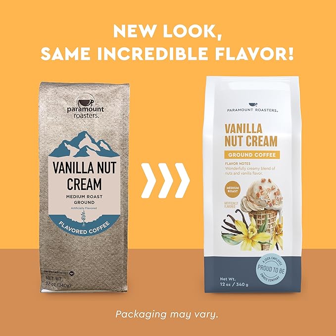 Paramount Roasters, Vanilla Nut Cream Flavored Ground Coffee, 1-12 ounce medium roast package from Paramount Coffee Company