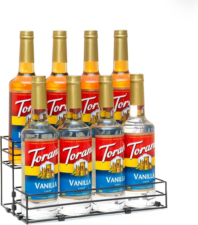 TelKeen 8 Bottles Coffee Syrup Rack Organizer, Coffee Syrup Stand Holder, 2 Tier Coffee Syrup Organizer for Coffee Bar Station, Wine Rack for Countertop, Bottle Display Shelf for Cocktail, Dressing