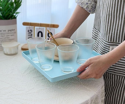 Blue Square Plastic Tray - 11 Inch Organizer Tray for Bathroom Vanity, Dresser, Coffee Table, Nightstand | Decorative Catch-All Tray for Makeup, Jewelry, Remote Controls & Essentials