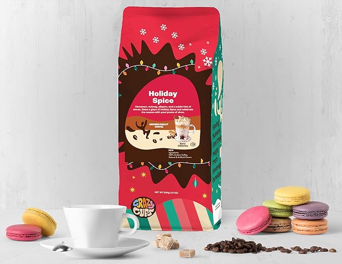 Crazy Cups Flavored Ground Holiday Spice Coffee - 10 Oz Bags (Pack of 3) - Brew Hot or Iced