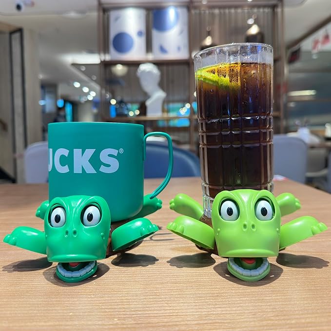 JOD® Turtle Coaster, 3D Printed Funny Tea Coasters with Interactive Expression, 2PC Turtle Cup Holder,Liftable Limbs & Expressive Face Turtles,Tortoise Lover Gag Gifts(2pc-Light Green Green)