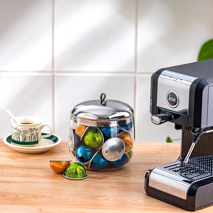 MOLFUJ Coffee Pod Holder, Coffee Pod Storage Compatible with 30 Nespresso Vertuo Pods, Glass K Cup Organizer for Counter, Espresso Capsule Holder for Keurig Kpod
