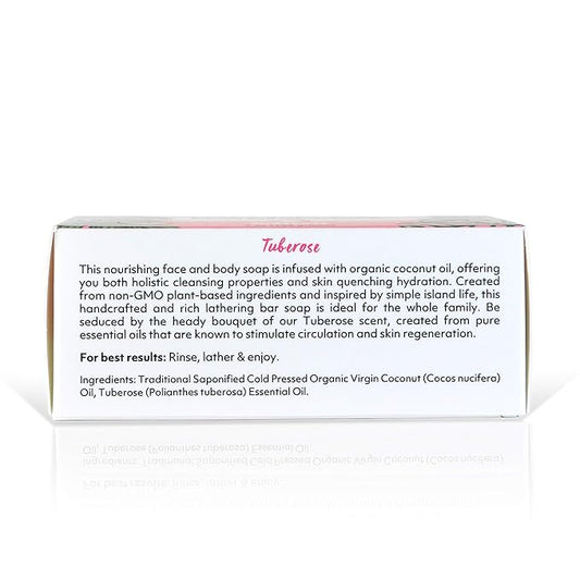Coco Fiji Soap Bar for Face and Body Infused With Organic Coconut Oil, Tuberose, Essential Oil, Natural Soap for Moisturizing & Pore Purifying Skin, 7 oz,Pack of 3