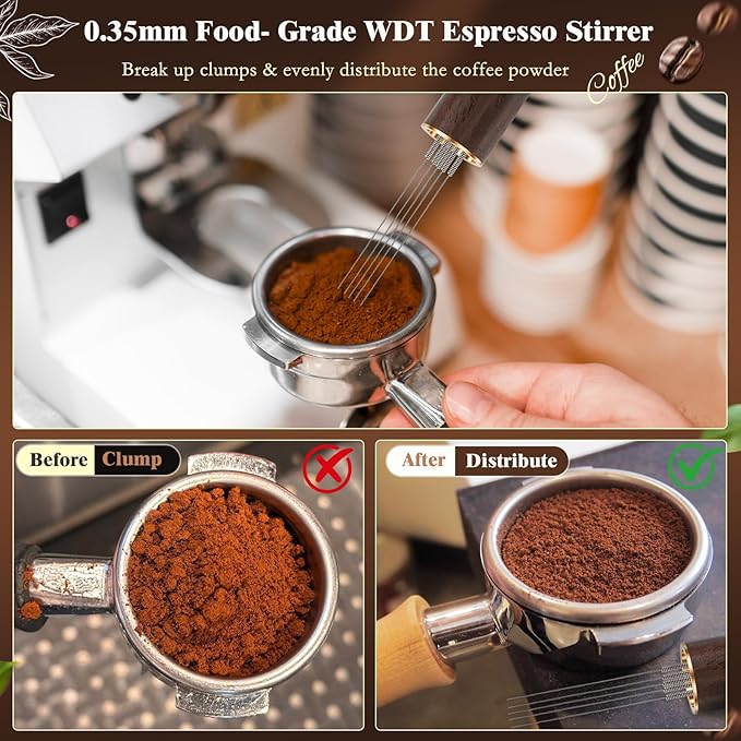 8 PCS Espresso Accessories Kit, 51mm Espresso Tamper Kit Coffee Tamper Set with Coffee Distributor, Espresso Tamping Station, Espresso WDT Stirrer, Puck Screen,Dosing Funnel