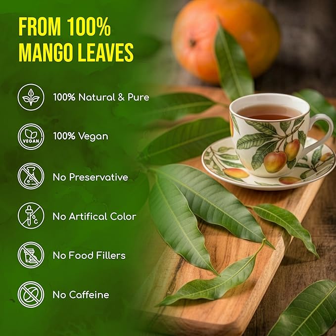 FreshDrinkUS, Premium 140+ Mango Whole Leaves Dried, 100% Natural & Pure from Dried Mango Leaves Tea, No Additives, No Caffeine, Vegan