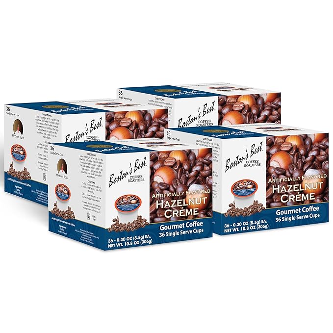 Boston’s Best - Hazelnut Creme Flavored Coffee, Delicious Gourmet Compatible with Keurig Coffee Maker, 1 Count (144 Single Serve Cups)
