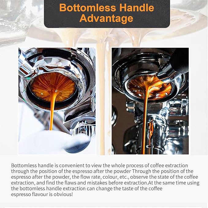 51mm Bottomless Portafilter Compatible for Delonghi ECP3420/ECP3120/EC155/BCO430/EC260 with Stainless Steel Double Shot Capacity Cup Filter Basket, 2 Ears