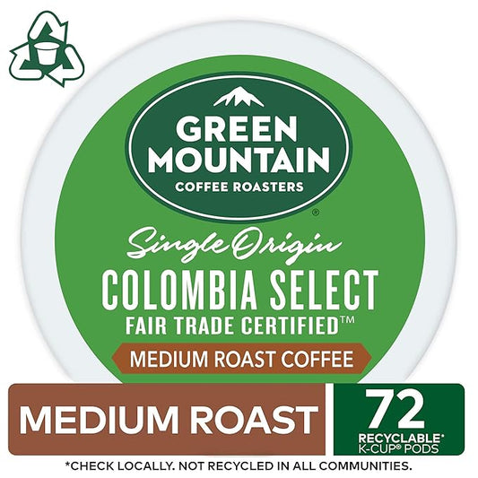 Green Mountain Coffee Roasters Colombia Select Keurig Single-Serve K-Cup Pods, Medium Roast Coffee, 72 Count