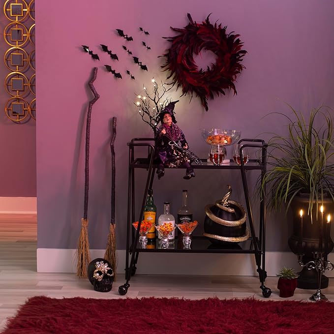 Gina Black Mid Century Bar Cart with Mirrored Shelves by Linon