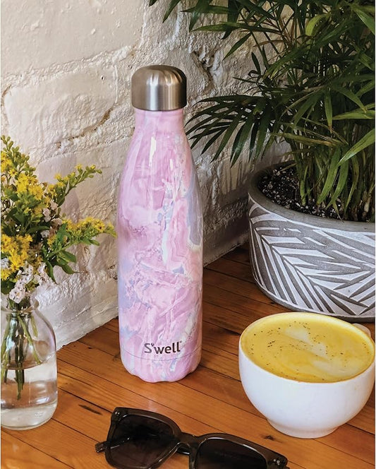 S’well Stainless Steel 17oz Water Bottle, Geode Rose Color, Triple-Layer Vacuum Insulated to Keep Drinks Cold 36 Hours and Hot 18 Hours, BPA Free