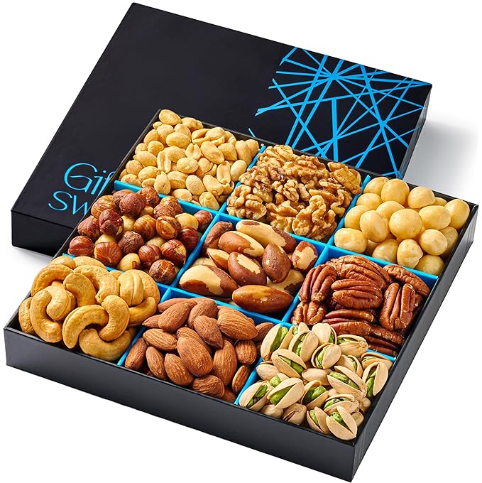 Nuts Gift Basket - Freshly Roasted And Natural Mixed Nut Gift Box - Gourmet Healthy Food Gift for Men/Women - Gourmet Gift, Healthy Gourmet Snack Box for Birthday, Thank You, Congratulations, Corporate, Get Well Soon, Care Package