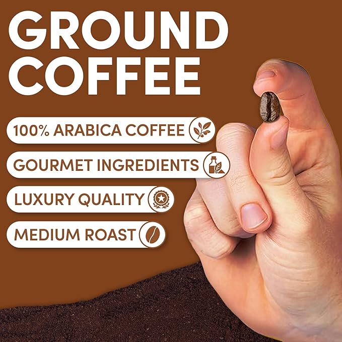 Salted Caramel Ground Coffee | Flavored Coffee Medium Roast | Sweet & Smooth Caramel with Sea Salt | Gourmet Specialty Grade | 12 oz