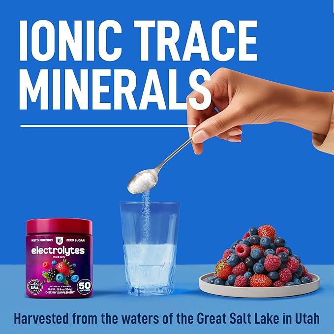 Keppi Mixed Berry Electrolytes Powder 50 Servings – Sugar Free Electrolytes Drink Mix with Potassium, Magnesium & Sodium – Keto Hydration Electrolytes – Fasting-Friendly, Low-Calorie