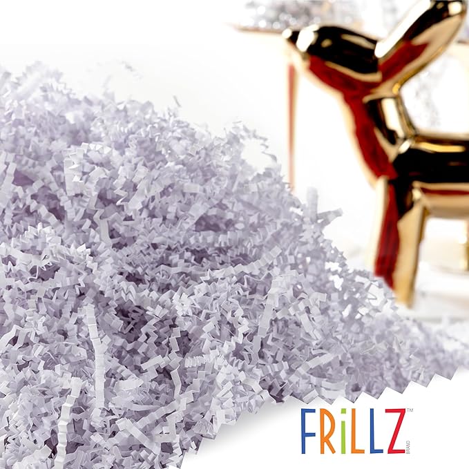 FRILLZ by DECOfill™ Crinkle Cut Paper Shred Filler (1 LB) for Baskets, Gifts, Packing and Protecting your Birthday, Weddings, Anniversary, Valentines Day, and other gifts (White)