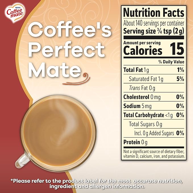 Coffee-mate Vanilla Caramel, Zero Sugar Powdered Coffee Creamer, 10.2 Ounce (Pack of 6)