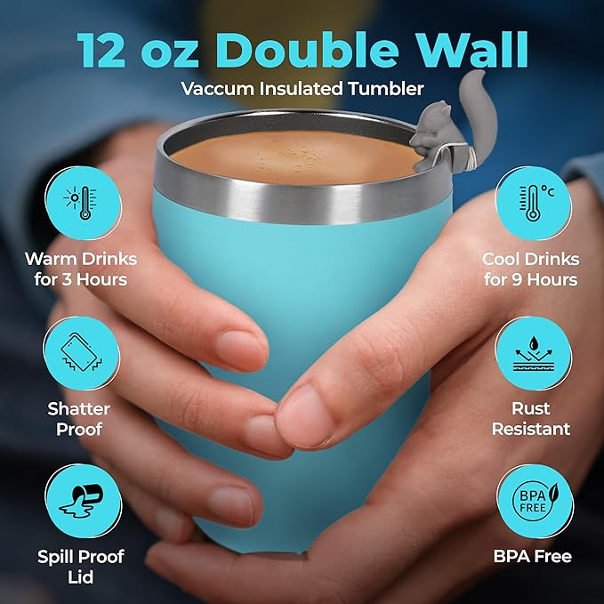 Birthday Gift Set with Stainless Tumbler, 15 Assorted Teas, 10 Honey Straws, Tea Tongs, Scented Candle and Greeting Card in Ready-to-Gift Box (Teal - Birthday Card)