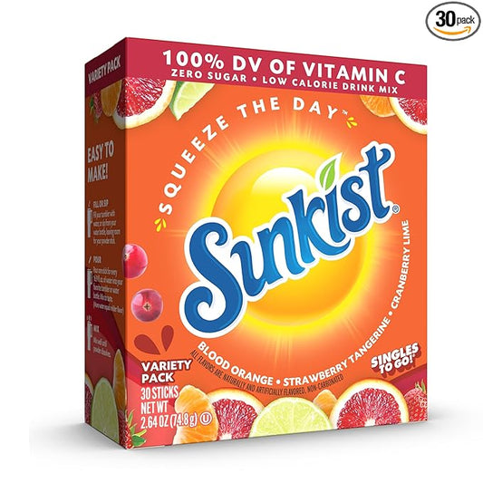 Sunkist Soda Variety Pack, Singles To Go VIT C (30 Total Sticks)