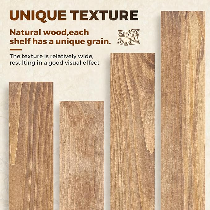 Floating Wall Shelves 24x6.8x1.7 Inch – Solid Wood Rustic Shelves in Dark Oak Finish – Wall Mounted Display Shelf for Bathroom, Kitchen, Bedroom – Set of 2