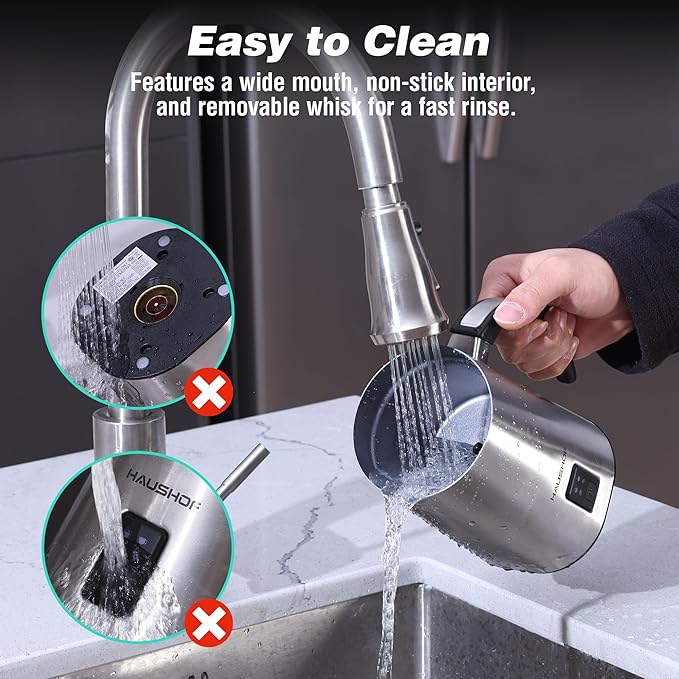 HAUSHOF Milk Frother, 4-in-1 Electric Milk Frother and Steamer, Large Capacity, Hot Chocolate Maker, Automatic Warm and Cold Foam Maker for Coffee, Latte, Macchiato, Cappuccino