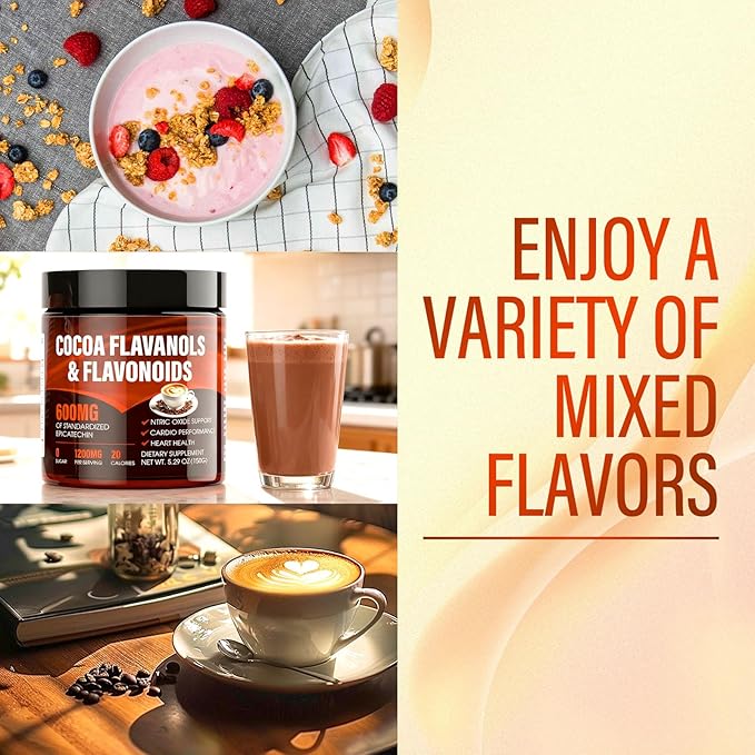 High Flavanol Cocoa Powder, Cocoa Flavanols 1200mg & Flavonoids, Improve Circulation, Energy, Supports Heart Health (2)