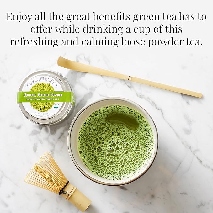 The Republic of Tea Organic Japanese Matcha Green Tea Full-Leaf Powder, 16 Oz Bag | Steeps 200 Cups