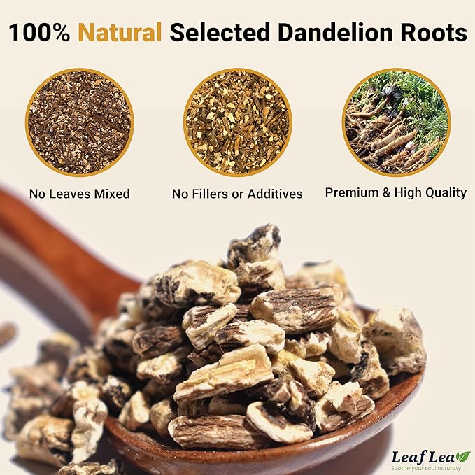 LeafLea 40 Dandelion Root Tea Bags, Dandelion Tea Supports Wellness and a Balanced Lifestyle, Natural Dried Dandelion Root, Vegan, No Sugar, Caffeine-Free