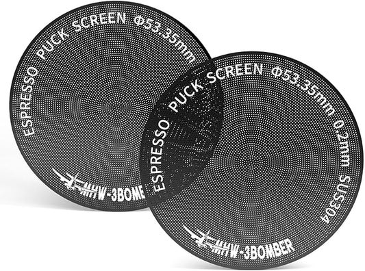 MHW-3BOMBER 54mm Espresso Puck Screen - 0.2mm Ultra Thin Espresso Puck - Metal Reusable Coffee Filter for Portafilter Basket 54mm - Puck Screen with Titanium Coating FG7047B-OS