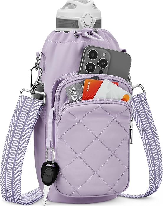 Water Bottle Bag Crossbody，Insulated Water Bottle Purse Crossbody Water Bottle Holder with Strap 40 oz