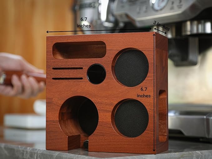 KNODOS 58mm Gaggia Espresso Accessories Kit –Rosewood Naked Portafilter, Auto-Level Espresso Press, Ground Distribution Tool, Wooden Barista Holder & Coffee Puck Knock Bin