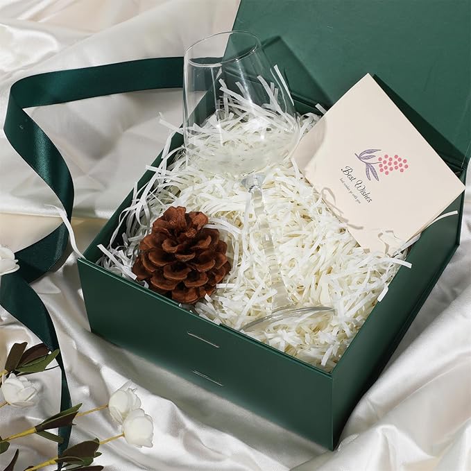 OEMVALATY Green Gift Box,14x12x5 Inches Gift Boxes with Lids for Presents with Magnetic Closure and Ribbon for Wedding,Storage,Birthday(5-Pack)